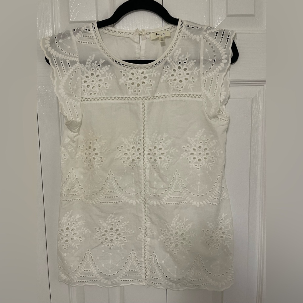 love J Women's Whimsycore/Fairy White Eyelet Embroidered Shirt